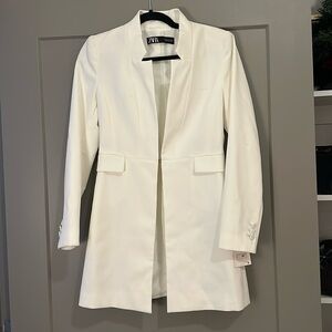 Zara White Blazer Coat Jacket